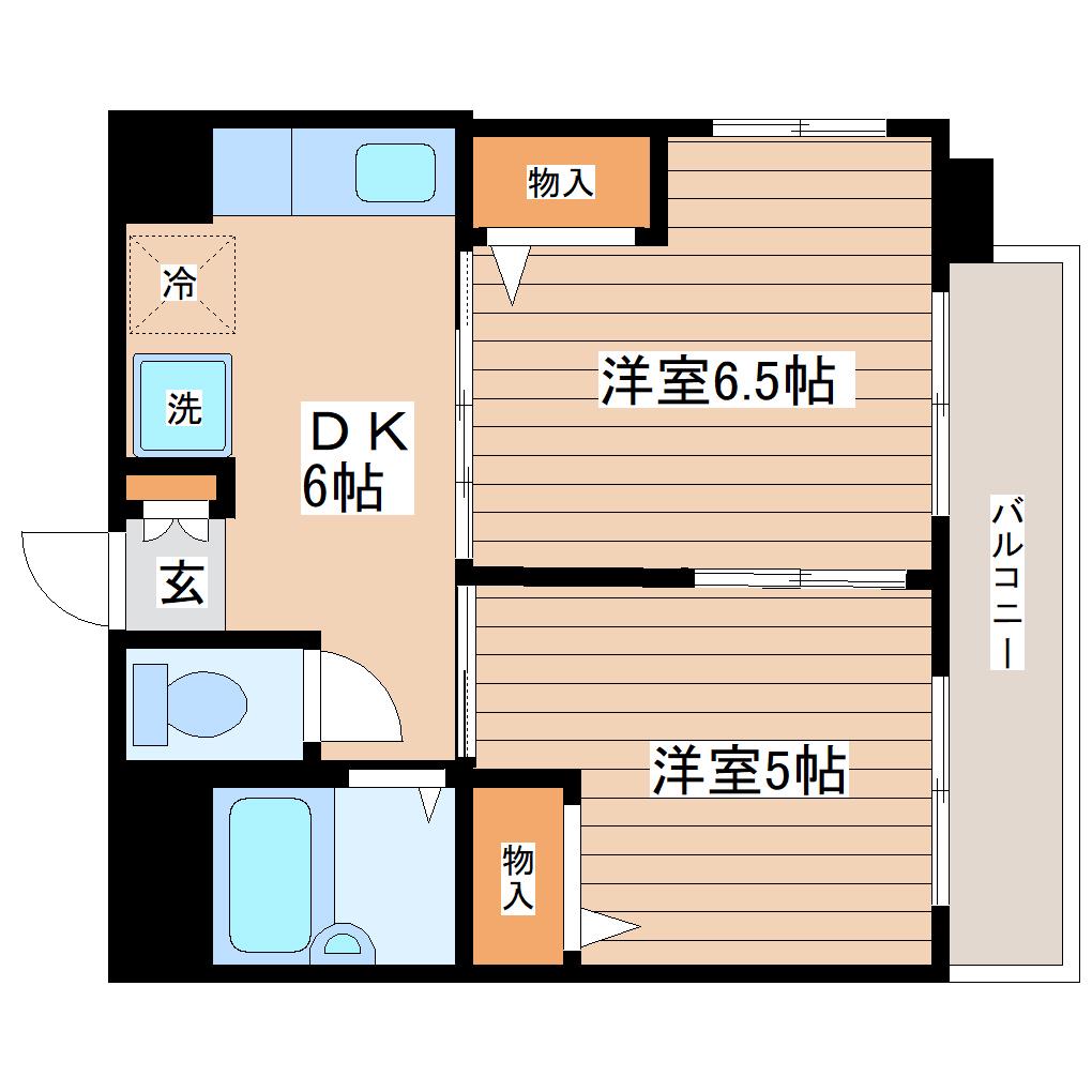リッツコート宮町(2DK/3階)の間取り写真