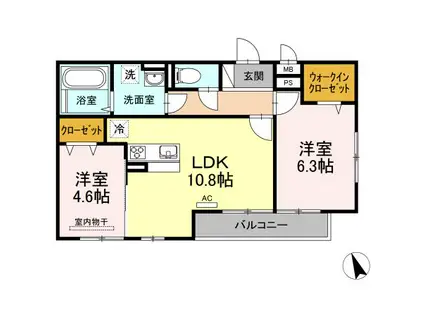 ブラウニー(2LDK/3階)の間取り写真