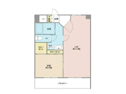 レガーロ大分駅南(1LDK/2階)の間取り写真