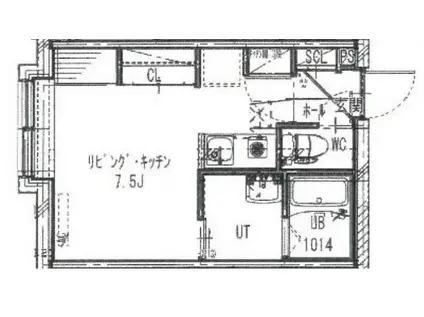 AQUA BLUE(1K/4階)の間取り写真