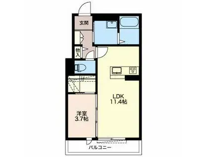 シャーメゾンガーデンズ橦木荘(1LDK/3階)の間取り写真