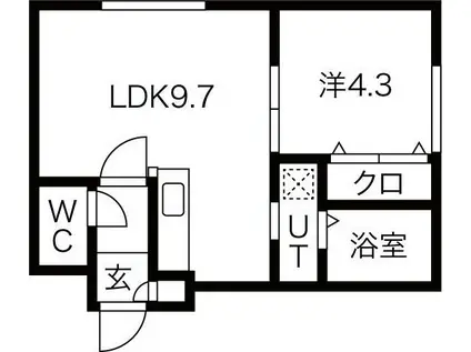琴似47レジデンス(1LDK/4階)の間取り写真