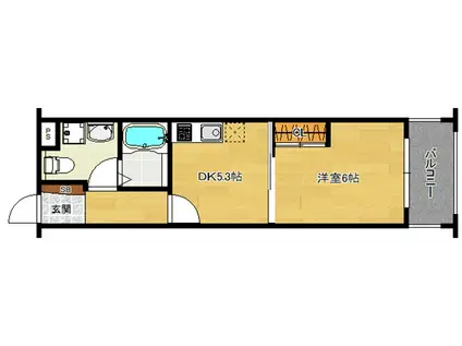 LAKAS FUSHIMI(1DK/1階)の間取り写真