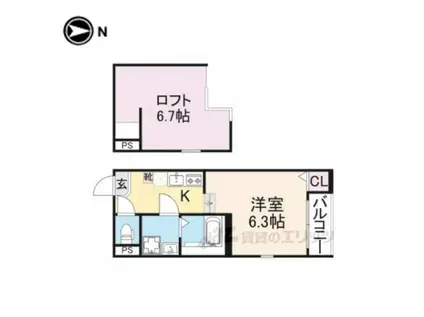 ハーモニーテラス東野八反畑町2(ワンルーム/2階)の間取り写真