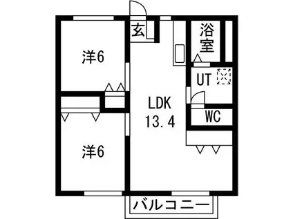 メゾン白国2号(2LDK/2階)の間取り写真
