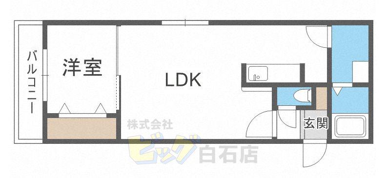 ラピスラズリ(1LDK/1階)の間取り写真