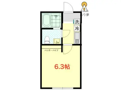 グランディール磯子(1K/1階)の間取り写真