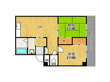 レクシア九条(2LDK/4階)の間取り写真