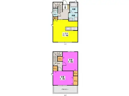 セレーノ上大利(3LDK/2階)の間取り写真