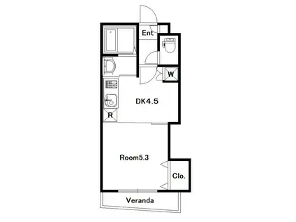 カーサクリオネ(1DK/1階)の間取り写真
