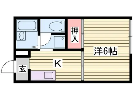 ヴィラカメリアB棟(1K/2階)の間取り写真