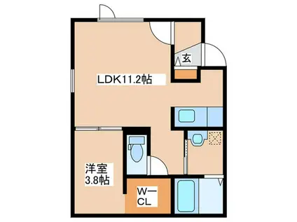 ブルーイング豊平(1LDK/3階)の間取り写真