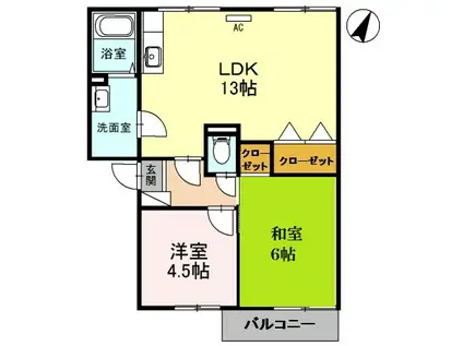 ベルヴェデール IMAI I(2LDK/2階)の間取り写真