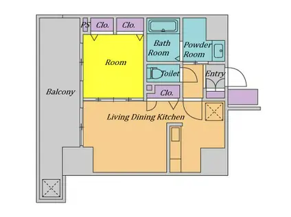 アンシャンテ夕陽丘(1LDK/10階)の間取り写真