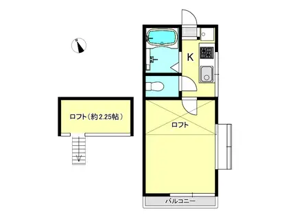 パレス西戸部(1K/2階)の間取り写真
