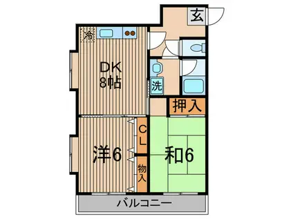 ルミエール大橋(2DK/3階)の間取り写真