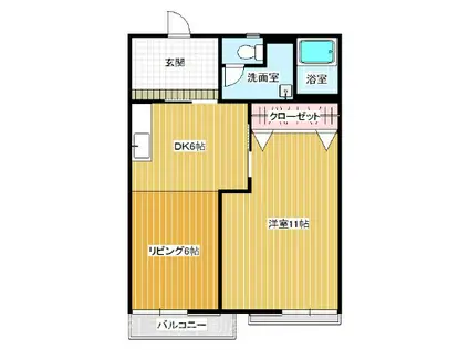 タウニィ・岩沢(1LDK/2階)の間取り写真