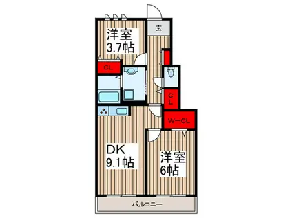 CONTRAIL 2(2DK/1階)の間取り写真