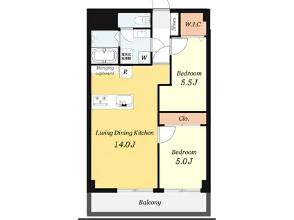 セザール伊勢佐木(2LDK/10階)の間取り写真