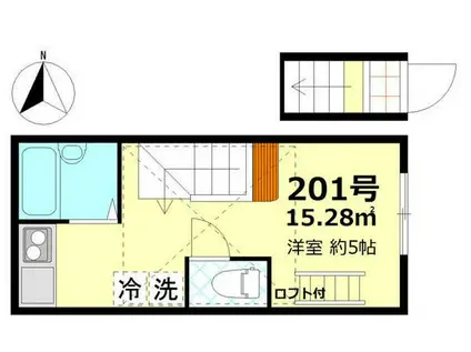 プランドール(ワンルーム/2階)の間取り写真
