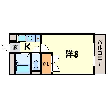 彩華IV(1K/3階)の間取り写真