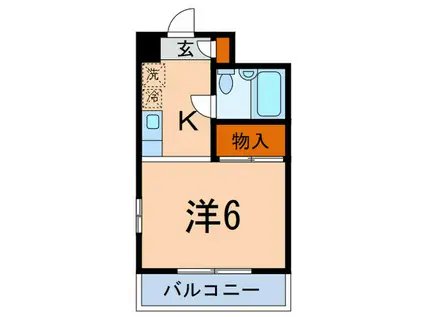 マンション米田(1K/2階)の間取り写真