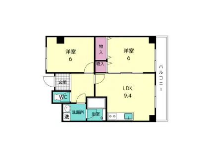 サンシャイン西大寺(2LDK/3階)の間取り写真
