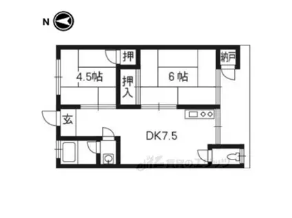 第2清水ハウス(2DK/2階)の間取り写真