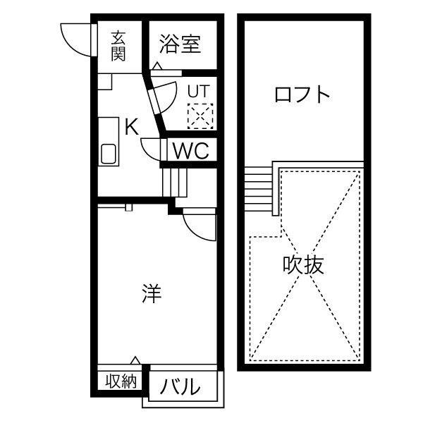 CREO中村公園伍番館(1SK/2階)の間取り写真