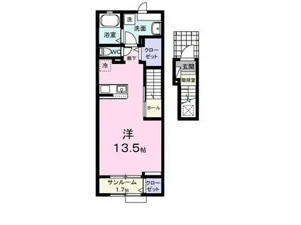 ホーリーガーデンIII(ワンルーム/2階)の間取り写真