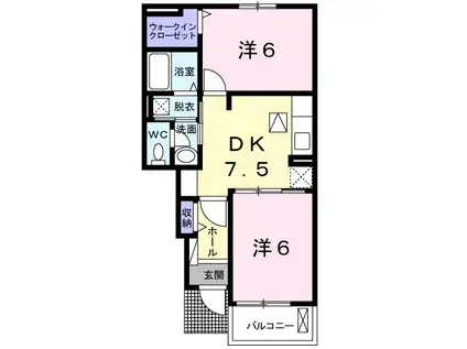 ブライト安芸(2DK/1階)の間取り写真