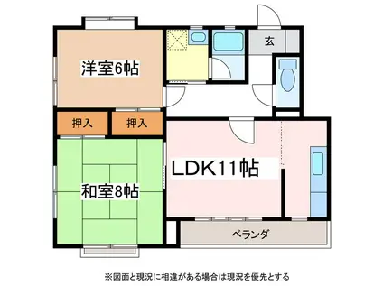 ドエルF(2LDK/3階)の間取り写真