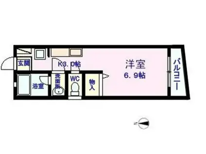 M・富士見(1K/3階)の間取り写真