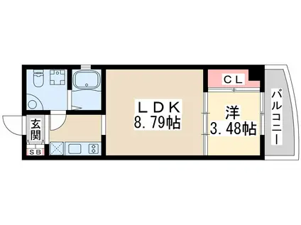 アーバンフラッツ江坂(1LDK/3階)の間取り写真