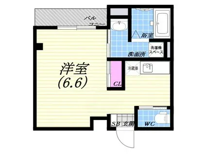 グランエクラ加島Ⅰ(1K/1階)の間取り写真