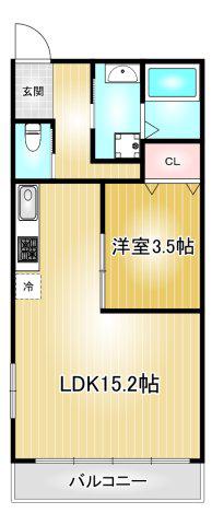 ローズグレイス(1LDK/2階)の間取り写真