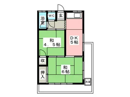 荒木荘(2DK/2階)の間取り写真
