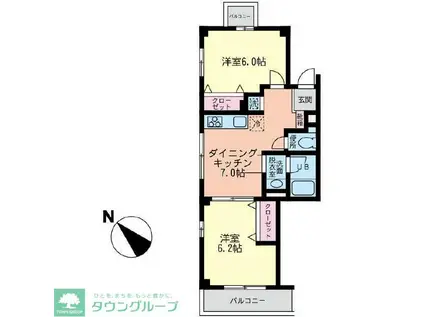 エクセレント二宮2(2LDK/3階)の間取り写真