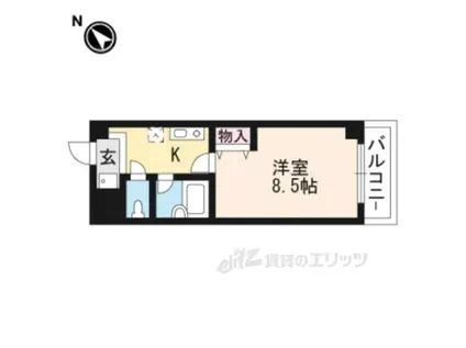 クローバーハイツⅢ(1K/6階)の間取り写真