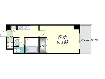 エムプラザ布施駅前(1K/6階)の間取り写真