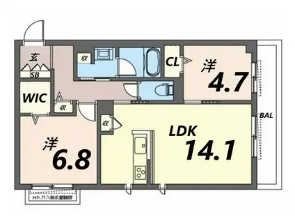 メゾンくにみち(2LDK/2階)の間取り写真