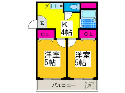 アコール壱番館(2K/5階)の間取り写真