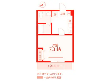 ハーミットクラブハウス衣笠IIB棟(1K/3階)の間取り写真