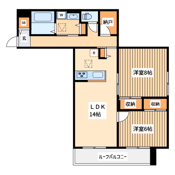 SOLANAⅡ(2SLDK/1階)の間取り写真