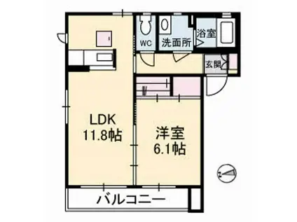 シャーメゾングリーンB棟(1LDK/1階)の間取り写真