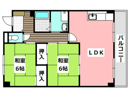第2クリスタルハイツ(2LDK/3階)の間取り写真