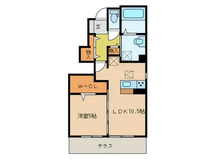 D-ROOM唐原 B棟(1LDK/1階)の間取り写真