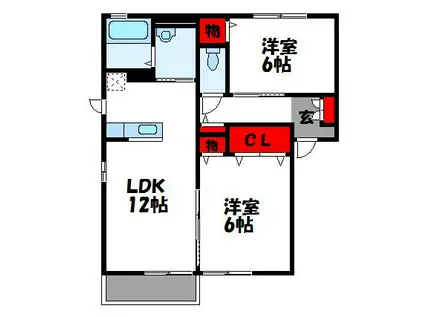 シャーメゾン・デイジーB棟(2LDK/2階)の間取り写真