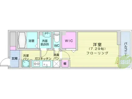 SANA長町北(1K/1階)の間取り写真