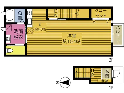 BATES明磧(ワンルーム/2階)の間取り写真
